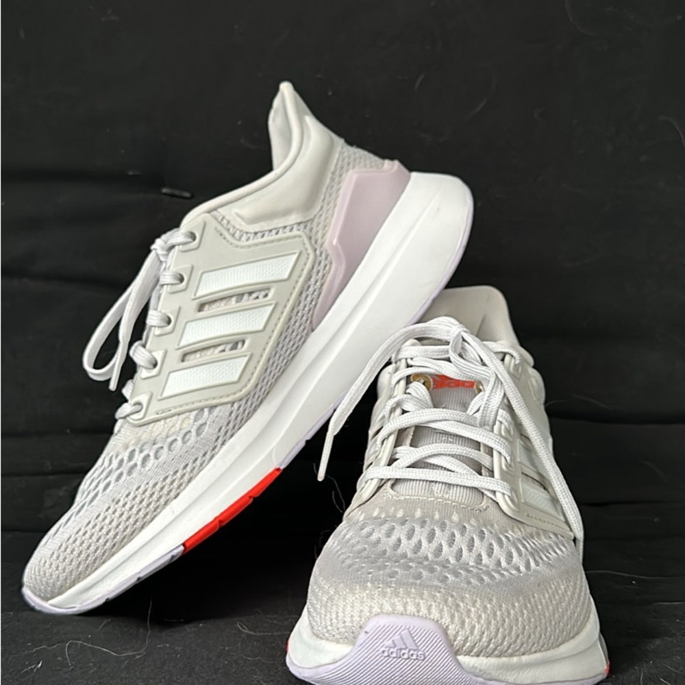 Adidas White and Red Athletic Shoes with Breathable Mesh